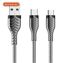 Fishbone Pattern Zinc Alloy Connector Spring Data Cable