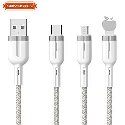 3.1A Fast Charging Braided Material USB Cable with Smart Lights