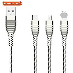 3.1A fast charging full spring zinc alloy USB data cable