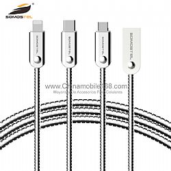 SMS-BJ06 cable metalico electroplasting 2.4A par IOS/Android