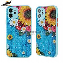 TPU + Acrylic Case in Diamond Grain Design with Flower Pattern for iPhone12Pro