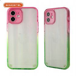 Estuche de transparente en dual color gradiente con Protección De Lente Para iPhone13Pro