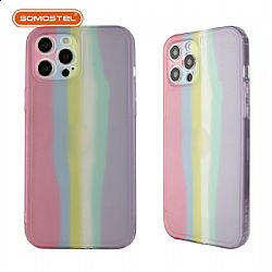 Rainbow design 1.5mm TPU clear soft phone case for iPhone13