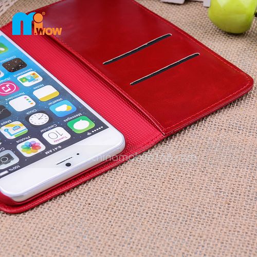 iPhone 6+ Red Wallet Stand Phone Leather Case