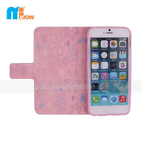 Pink Flower Pattern Stand Flip Wallet Case