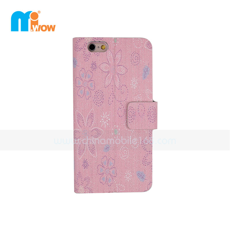Pink Flower Pattern Stand Flip Wallet Case