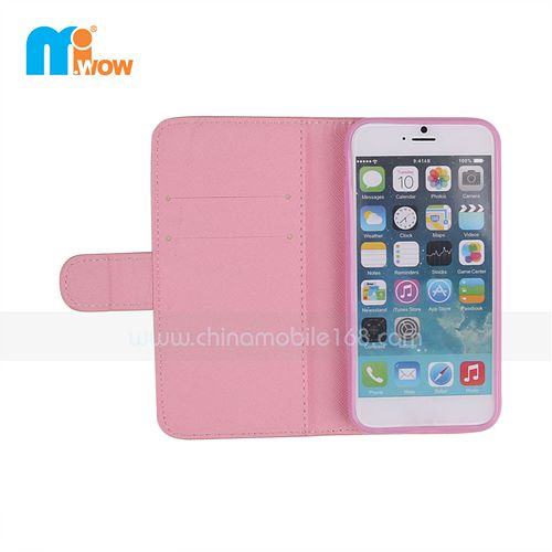 Pink Stand Phone PU Leather Wallet Case for iPhone 6
