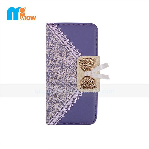 Purple Fashion Lace Flip Cover Case For Iphone 6