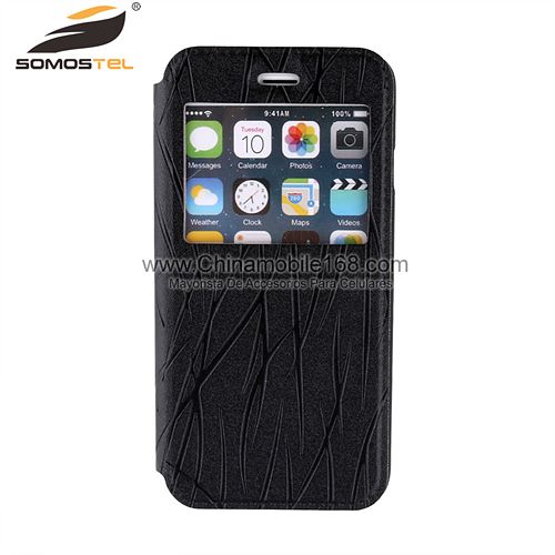 window view leather case for iPhone 6 black