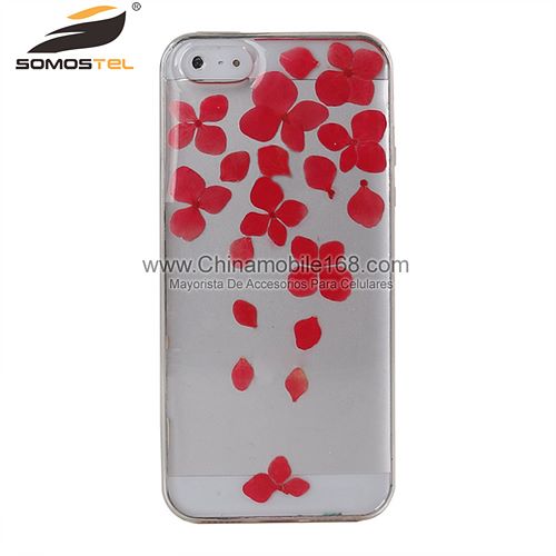 Handmade dried red flower phone case wholesale