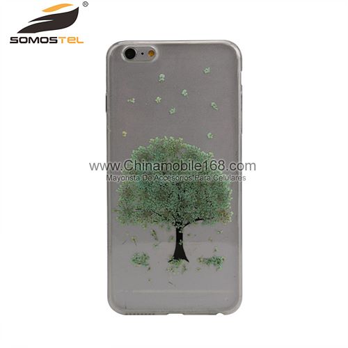 Green tree real pressed flowers phone case