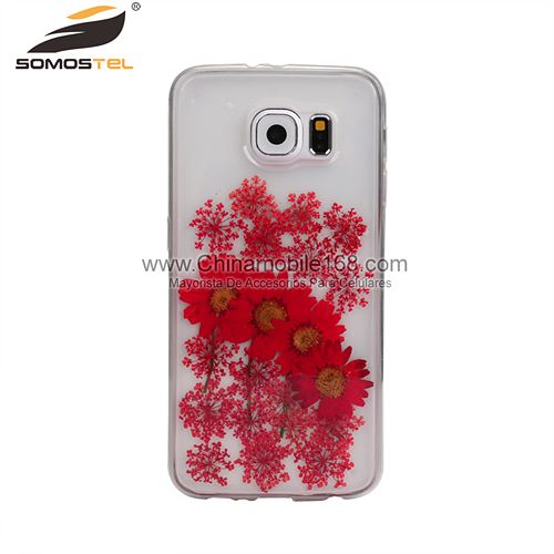 red flower pressed phone case