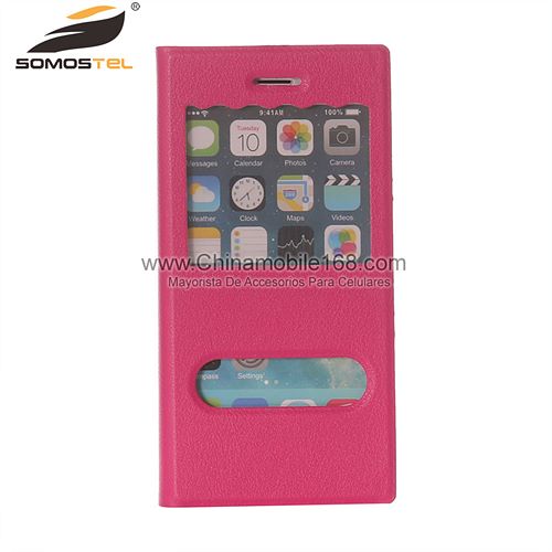 Window View Flip Folio Leather Cover Case for iPhone 6