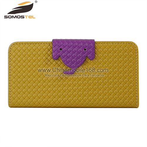 Hit Color Weave Elephant Design Flip Stand PU Leather Case