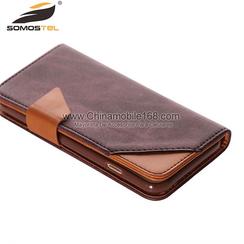 Canvas Folio Flip Stand Case with Card Holder for iPhone 6
