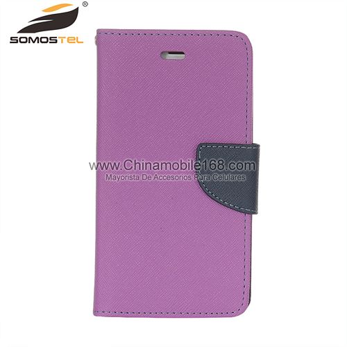 Flip Stand Hit Color Leather Cell Phone Case