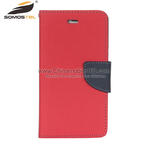 Flip Stand Hit Color Leather Cell Phone Case